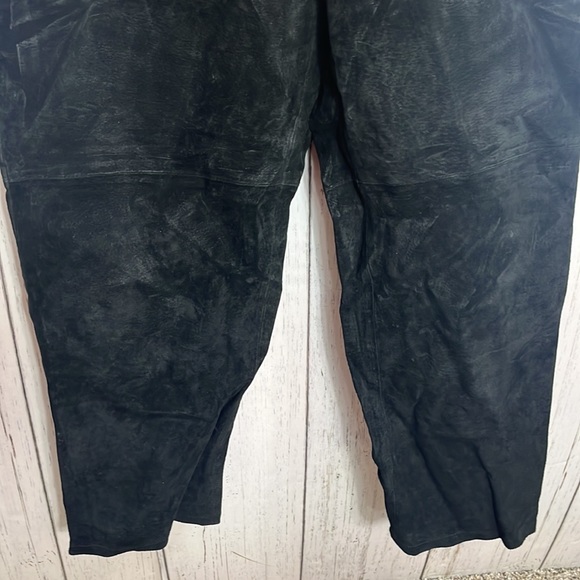 Metro Style 100% Black Suede Leather Pants High Rise Size 18 - Picture 5 of 7